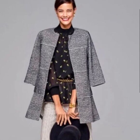 Cabi The Times Jacket 3/4 Sleeve Tweed Black White - Picture 13 of 13